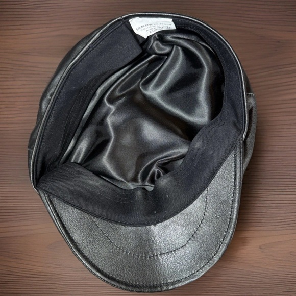 Vintage GREEK FISHERMANS Cap Mens X-Large Black Genuine Leather Fiddlers Hat USA - Picture 9 of 11